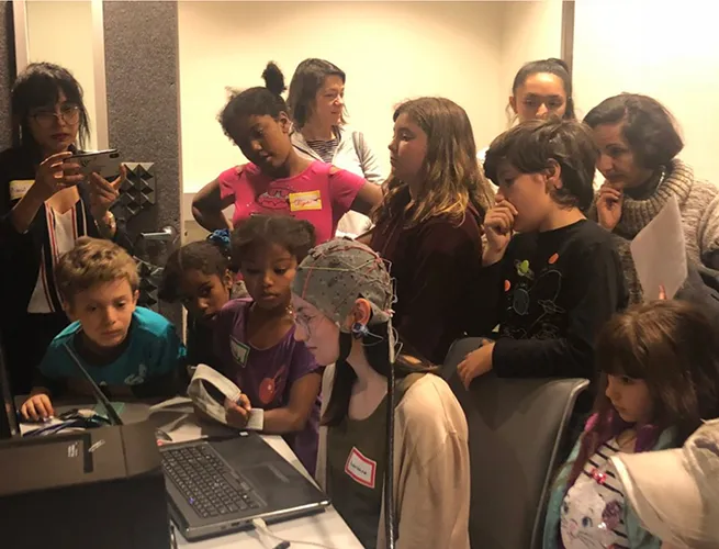 Demonstration of spelling out words with just your mind with EEG cap for Neuroscience Day