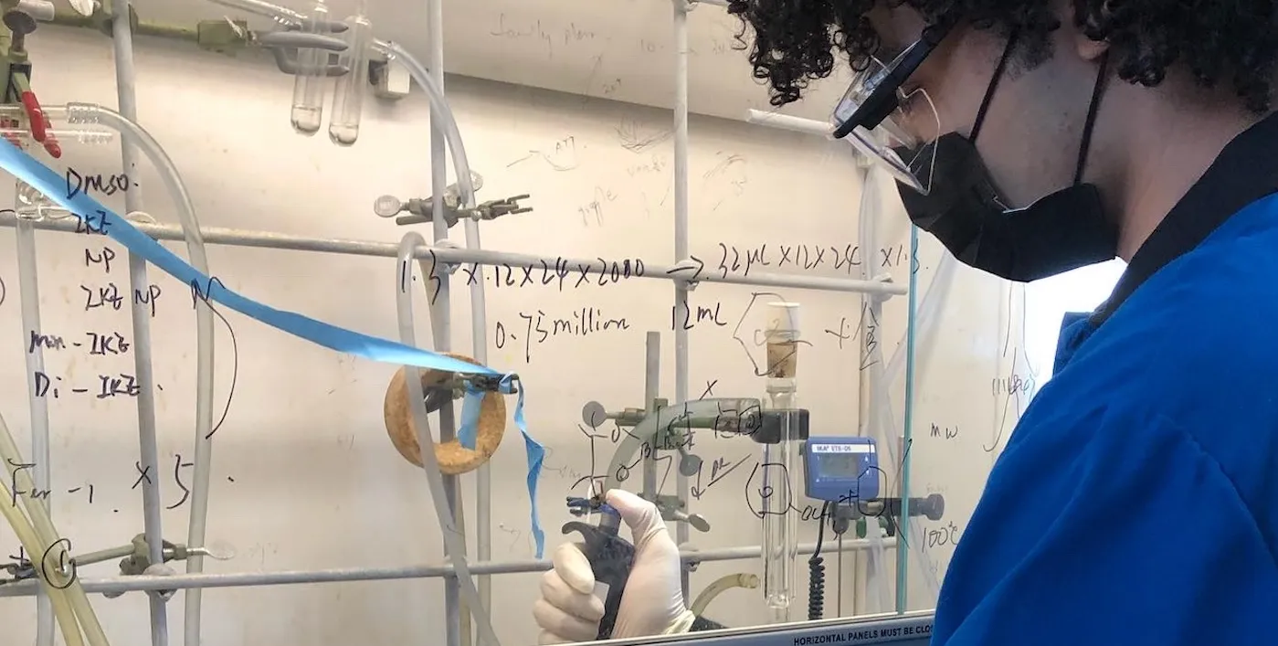 student in a lab