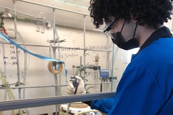 student in lab