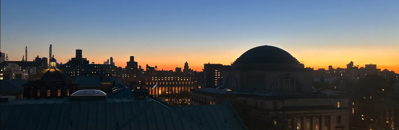 CU Campus at sunset from the NorthWest Corner Building
