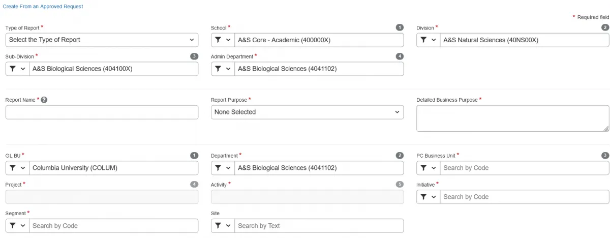 Image displays what should be entered in Concur