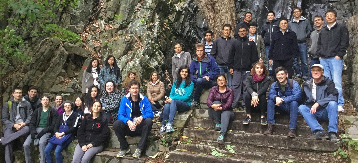 PhD students posing for a picture on a hike