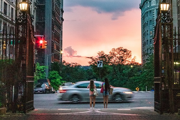 Columbia campus at sunset