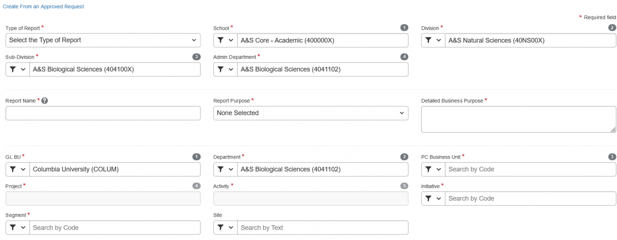 Image displays what should be entered in Concur